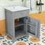 Meuble-lavabo contemporain simple avec lavabo en céramique, porte à fermeture douce et tablette réglable-1325059899