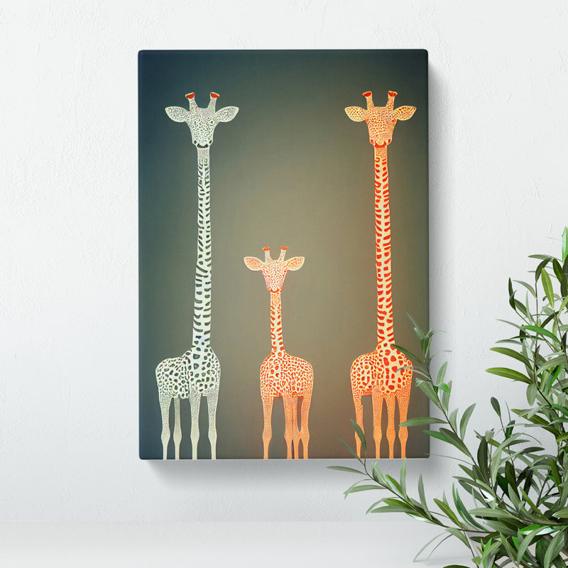 The Three Giraffes - Wrapped Canvas, 50cm H x 35cm W x 3cm D