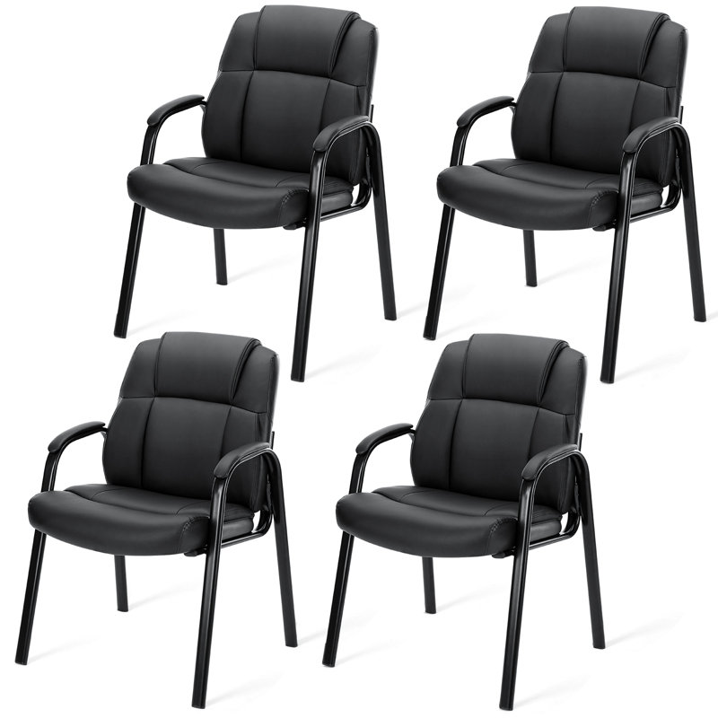Stackable Faux Leather Seat Waiting Room Chair with Metal Frame
