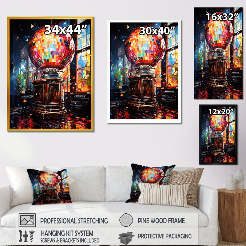 Disco Ball Dreams 2 - Jukeboxes, art mural, H 32 po x l 24 po x P 1 po, Toile tendue