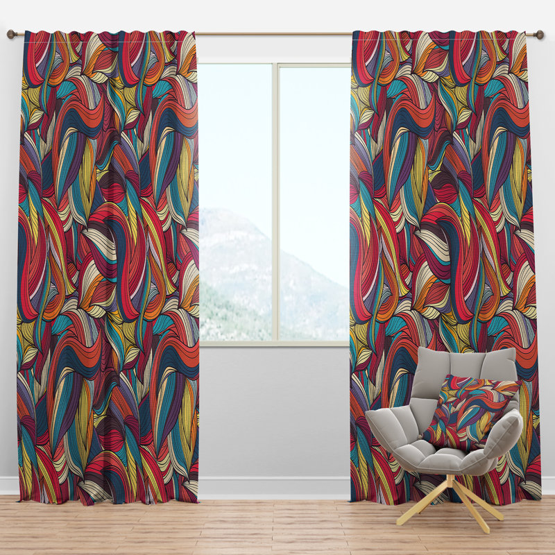 Panneau de rideau simple semi-diaphane avec passe-tringle Wave, l 52" x L 95"