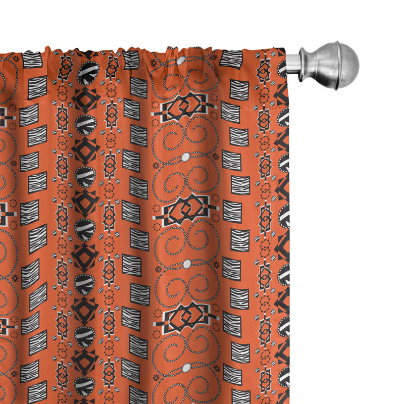 African Semi-Sheer Rod Pocket Curtain Panels, 28" x 95"