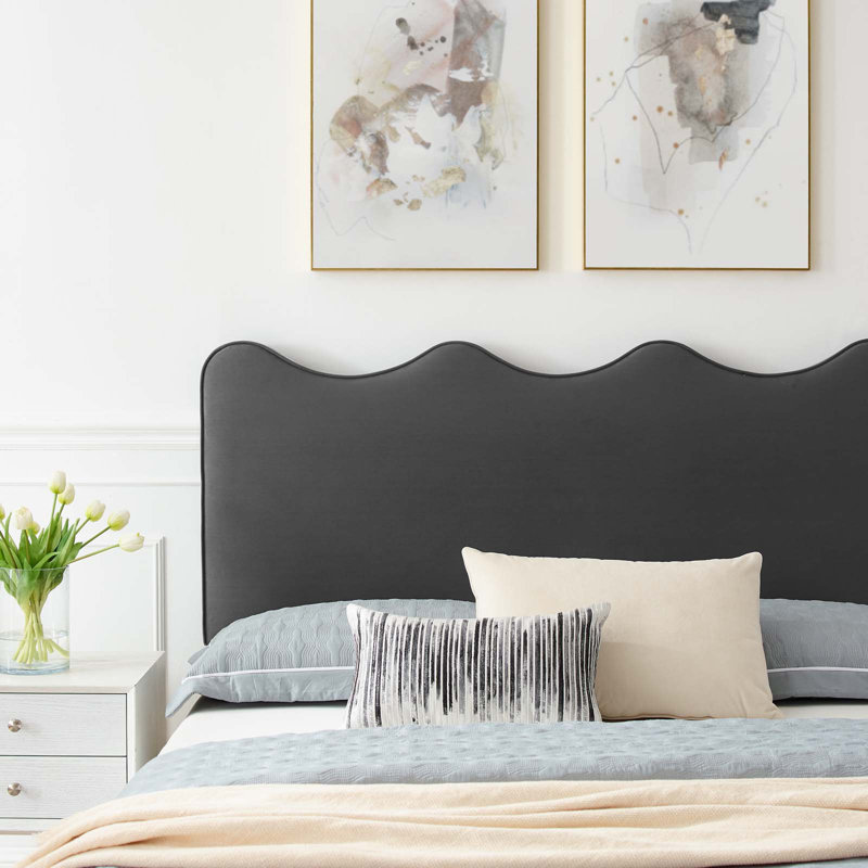 Modway Current Performance Velvet Platform Bed, White, Full