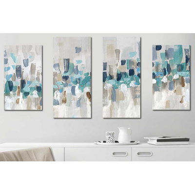 "Staccato Blue II" par Katrina Craven, ensemble de 4 reproductions sur toiles