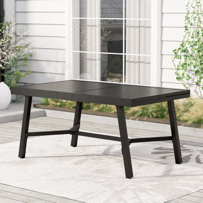 Alyah Extendable Rectangular Steel Outdoor Dining Table