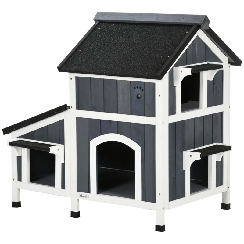 Maison d'extérieur pour chat avec toit et lit de jardin résistant aux intempéries
