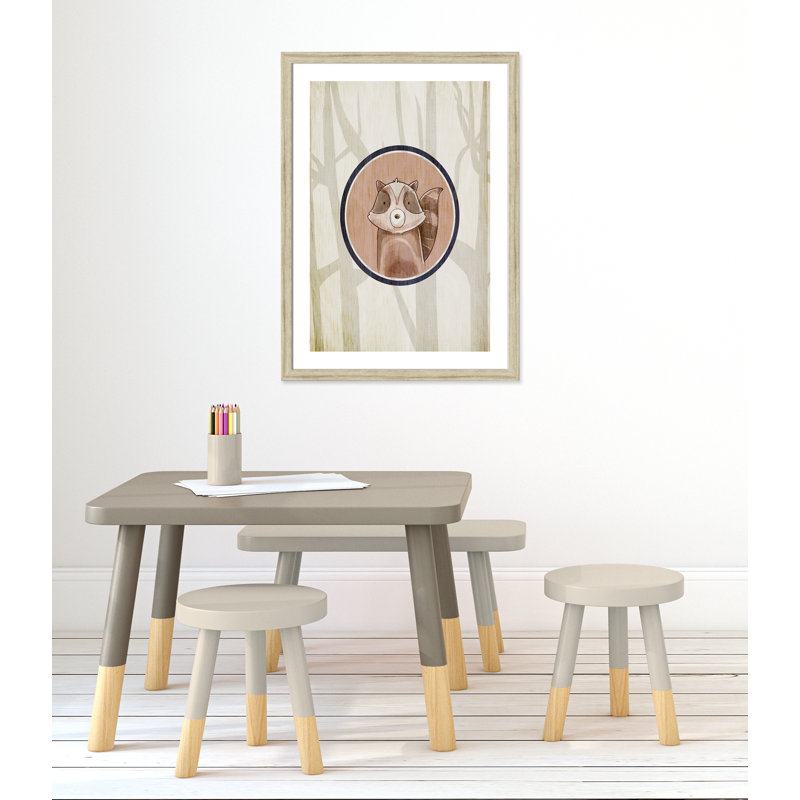 Animaux de la forêt, impression sur papier 1 pi, H 34,5 po x l 24,5 po x P 0,6 po, Cadre plat beige