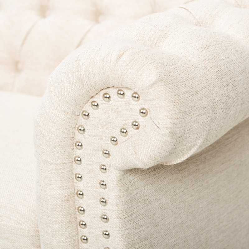 Beige classique avec 3 sièges et accoudoirs tapissiers capitonnés