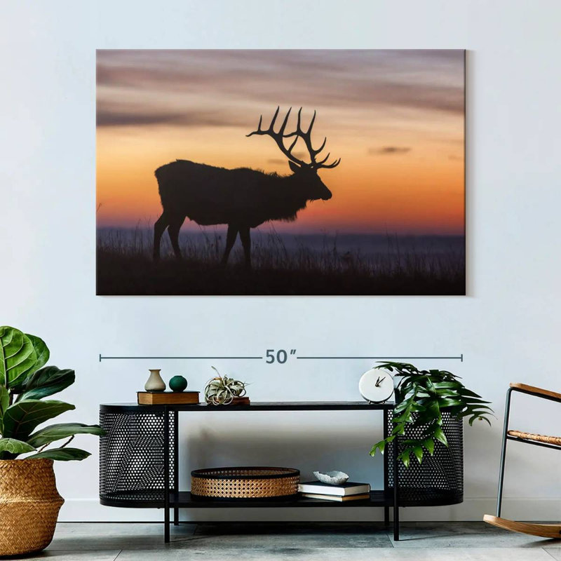 Crowk wapiti au lever du soleil, H 34 po x l 51 po