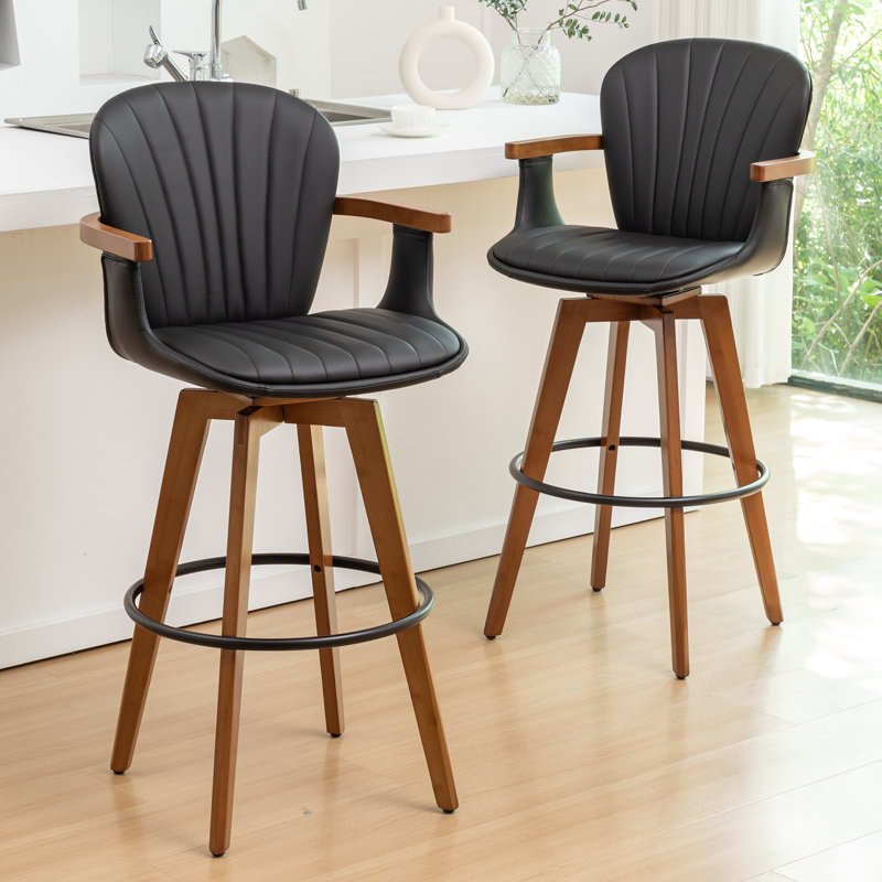 Kelsch Swivel Bar Stool, Black, Bar Stool (76.2cm Seat Height)