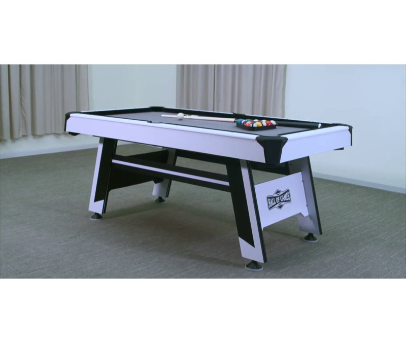 6ft Black and White Carbon Fiber Billiard Table with Accessories