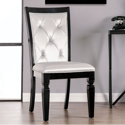 Monell 19.75'' H Tufted Faux Leather Upholstered Pine Side Chair