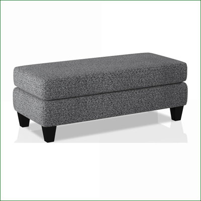 Ottoman, Transitional Slate Gray Chenille Living Room Ottoman with Solid Wood Tapered Legs | 52"L x 24"W x 19.25"H | Wood