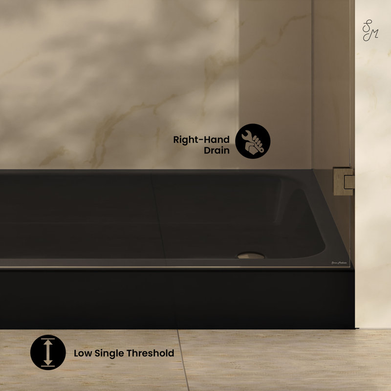 Voltaire 60 X 30 Shower Pan Base, Right, Black
