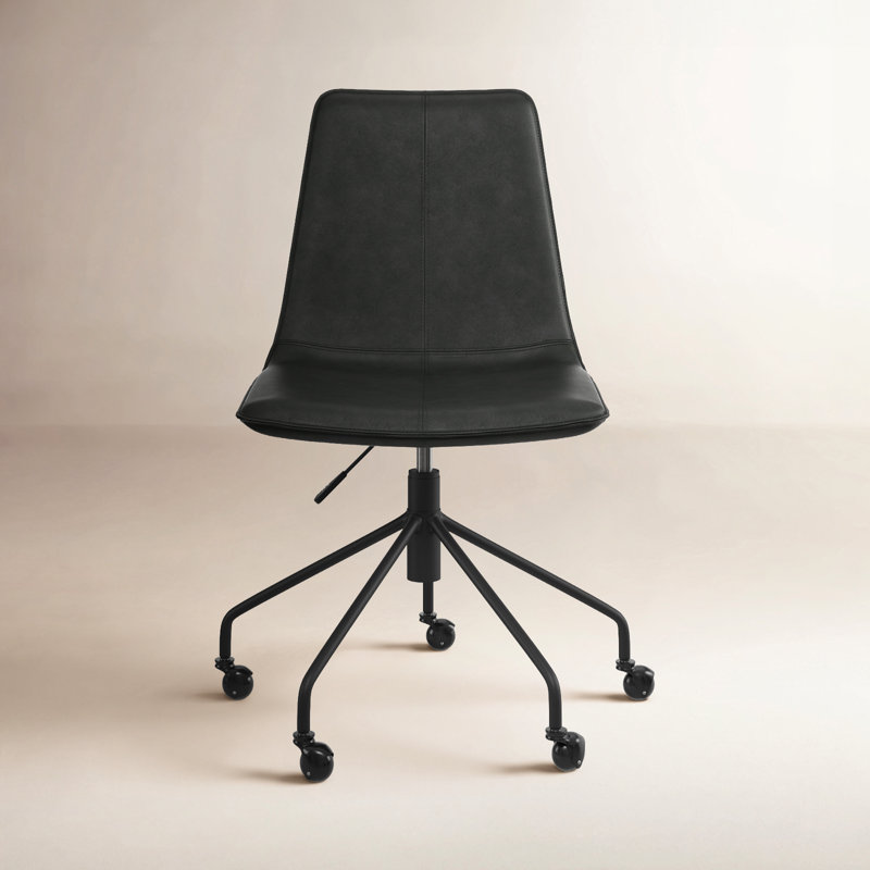 Aspen 22.8" W Faux Leather Armless Swivel Task Chair, Charcoal