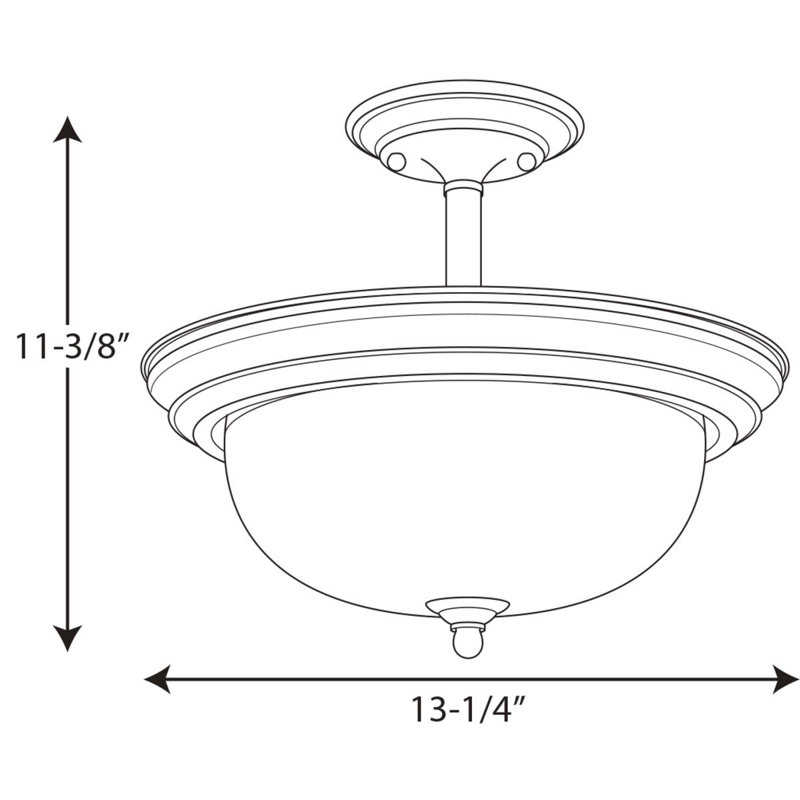 Constantia Glass Semi Flush Mount, Brushed Nickel, White, (2) 100W Medium base Incandescent bulbs