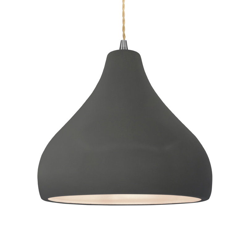 Luminaire suspendu à 1 lumière Meydan, Gris brillant, Nickel brossé, H 9,5 po x l 13,5 po x P 13,5 po