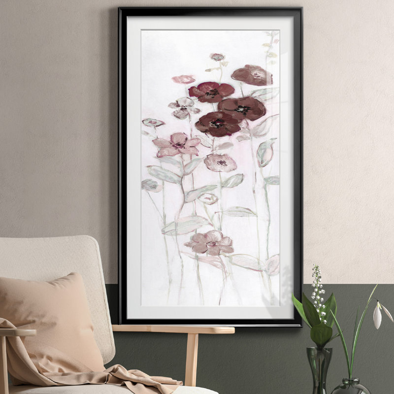 Fields of Burgundy Blush II - Cadre photo, reproduction d'art sur papier, H 22,5 po x l 42,5 po x P 1,5 po, Papier noir