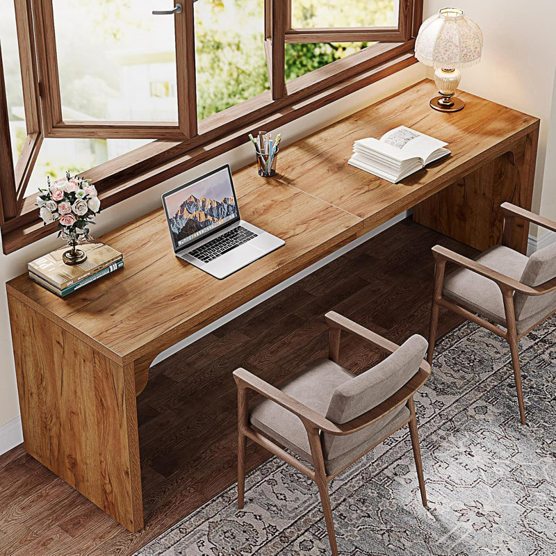 Extra Long 2-Person Computer Desk, Large Modern Workstation