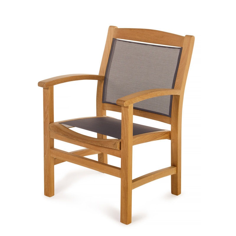 Colorado Teak and Textilene Park Armchair with Curved Back