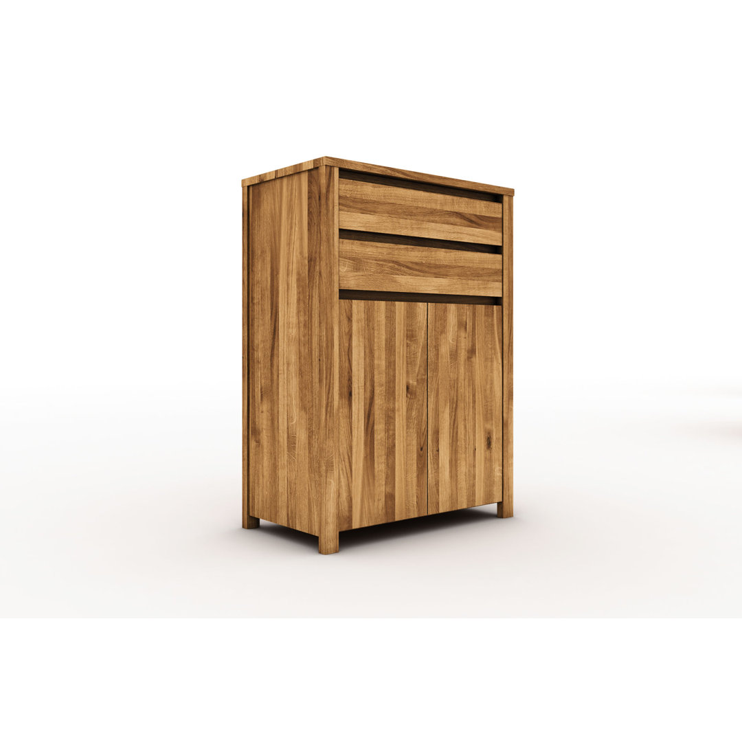 Fugate 80 Cm Wide 2 Drawer Oak Solid Wood Highboard