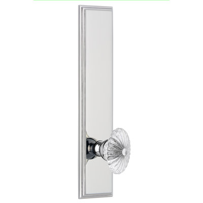 Grandeur Carré Tall Plate Privacy with Burgundy Crystal Door Knob