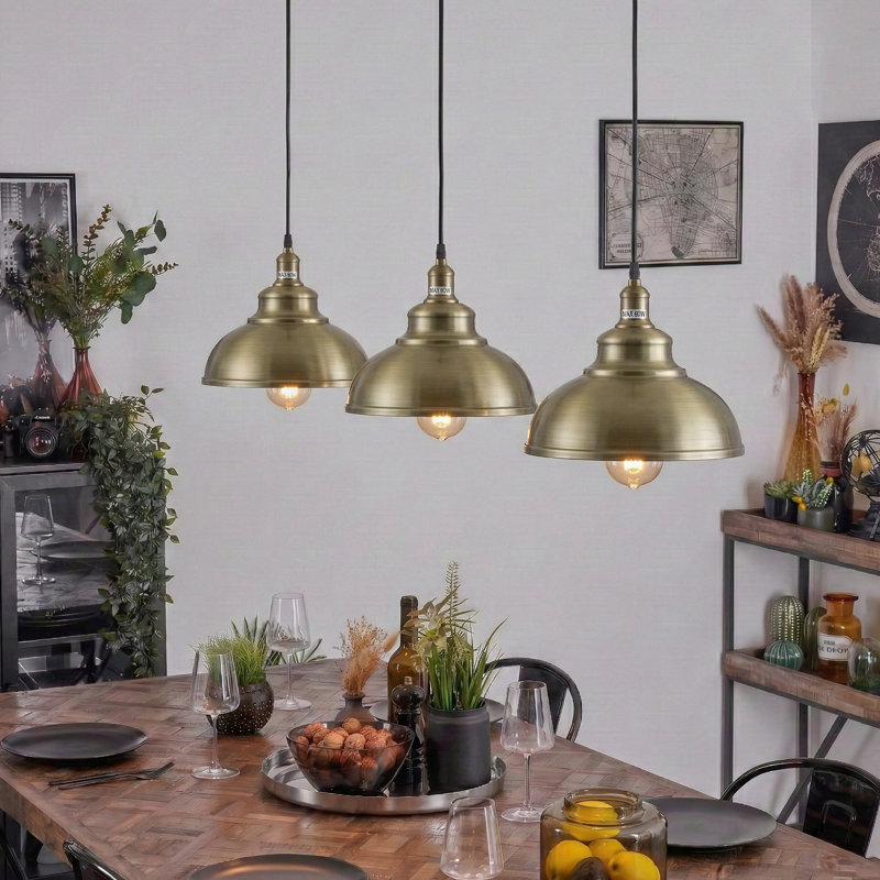 1 - Light Dome Pendant, Green Brass