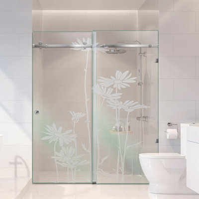 60 In W x 80 In H Frameless Sliding Tub Glass Shower Doors