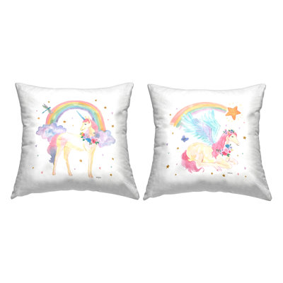 Magical Friends & Rainbows Printed Throw Pillow Design By Jenaya Jackson (Set Of 2)