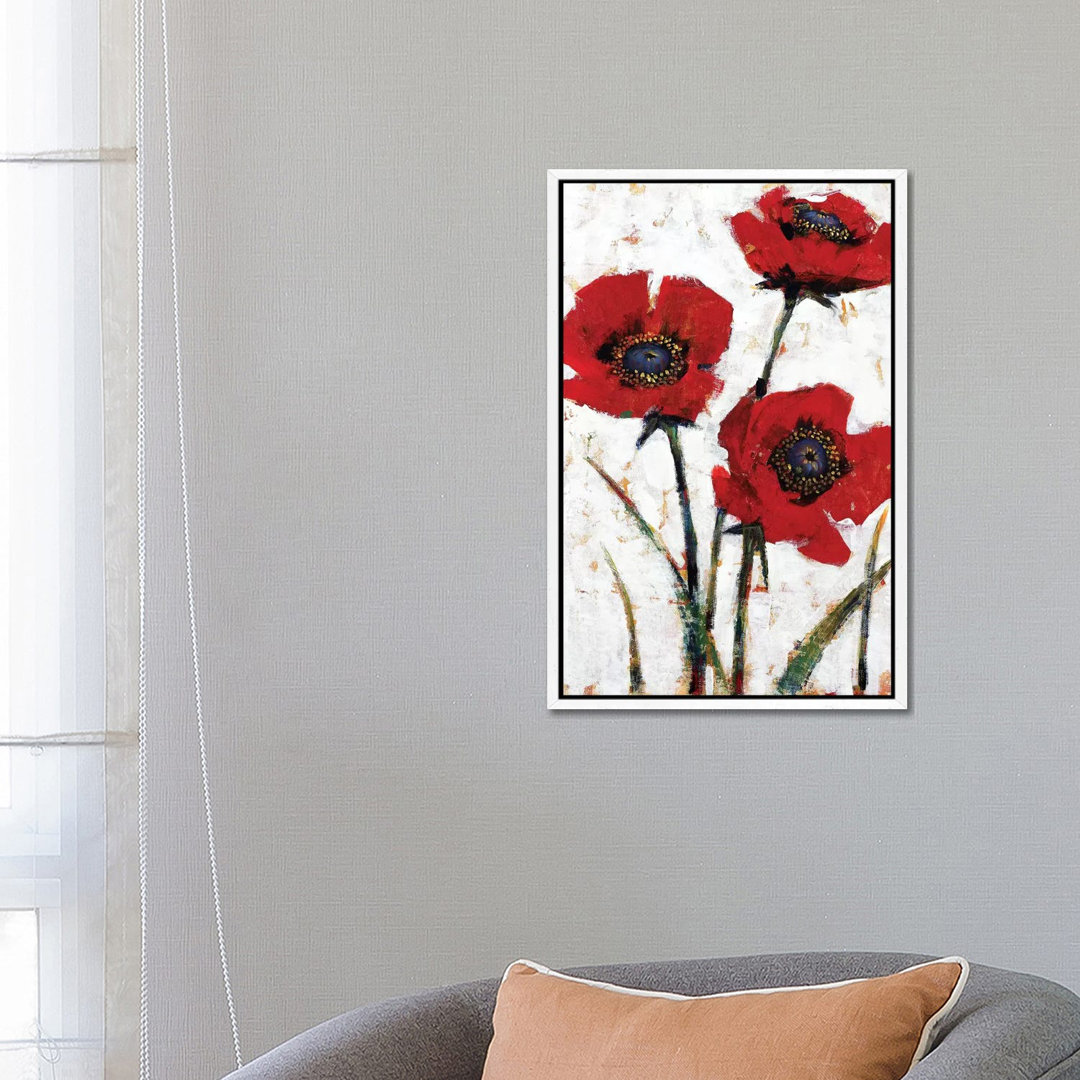 Roter Mohn Fresko II von Tim OToole - Galerie-verpackte Leinwand Giclée