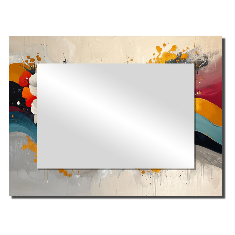 Miroir d'appoint blanc et bleuet, 24 po x 32 po
