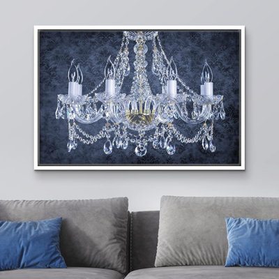 Glam Crystal Chandelier " Navy Blue Pattern Crystal Chandelier Decor Lights Contemporary Relax Calm Wall Art "