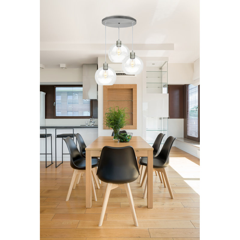 Luminaire suspendu rond en acier inoxydable 3 lumières, Acier Inoxydable, Trois lumières