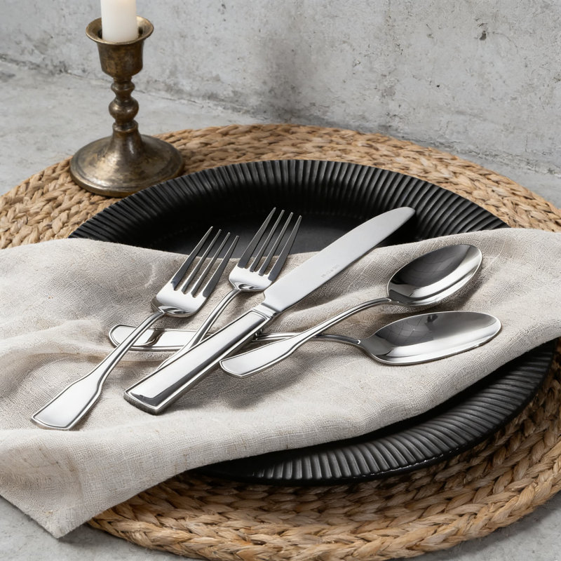 Ensemble de couverts en acier inoxydable 20 pièces pour 4, ensemble de couverts 18/10 à finition miroir pour la maison et le restaurant, ensemble de couverts allant au lave-vaisselle