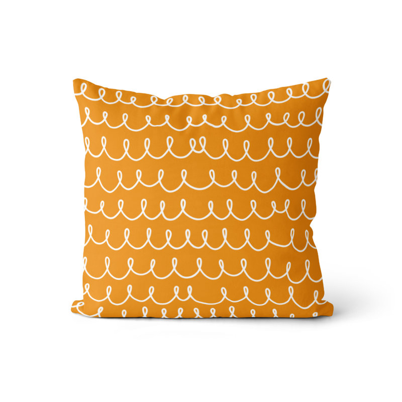 Housse et insert d'oreiller carré, Ocre / blanc