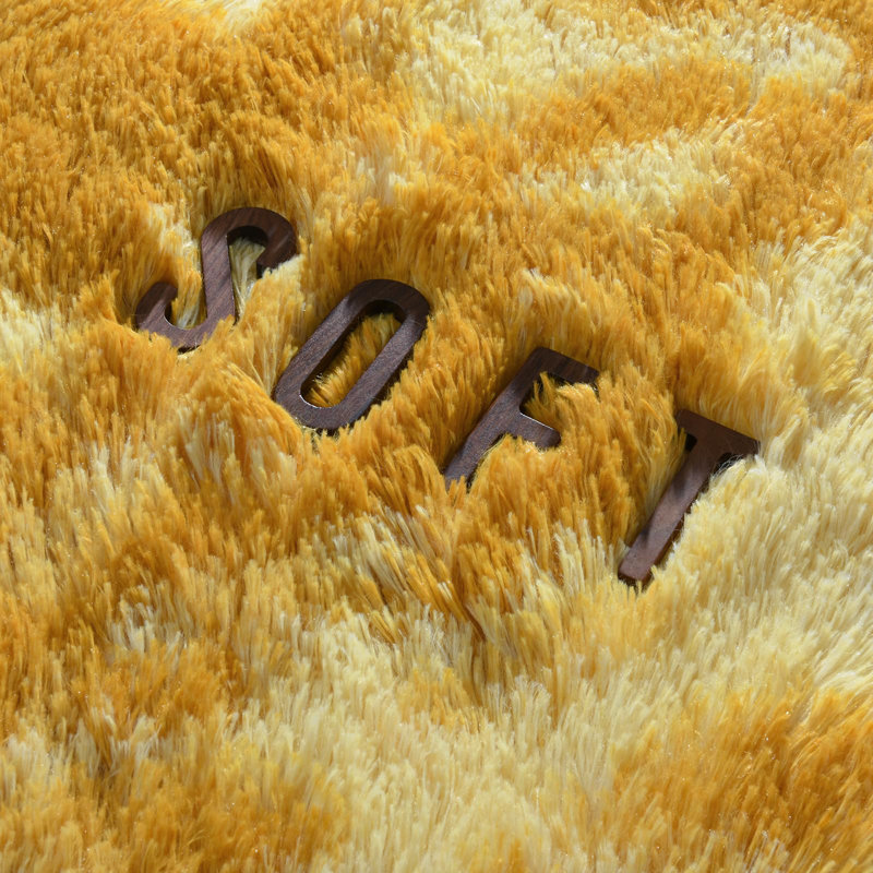 Tapis à poil long Antonije Tie Dye, Rectangle de 5 pi x 8 pi, Jaune