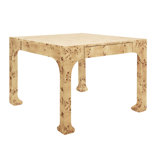 Square Two Drawer Pagoda Style Game Table In Burl Wood
