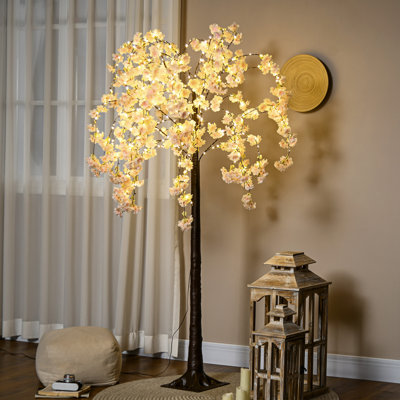 HOMCOM 6ft Cherry Blossom Tree Light 450 LEDs Large Artificial Tree Pink