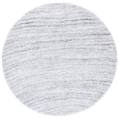 Balsamine Shag 102 Handwoven Polyester/Micro Polyester Abstract Indoor Use Only Rug in Ivory/Light Blue