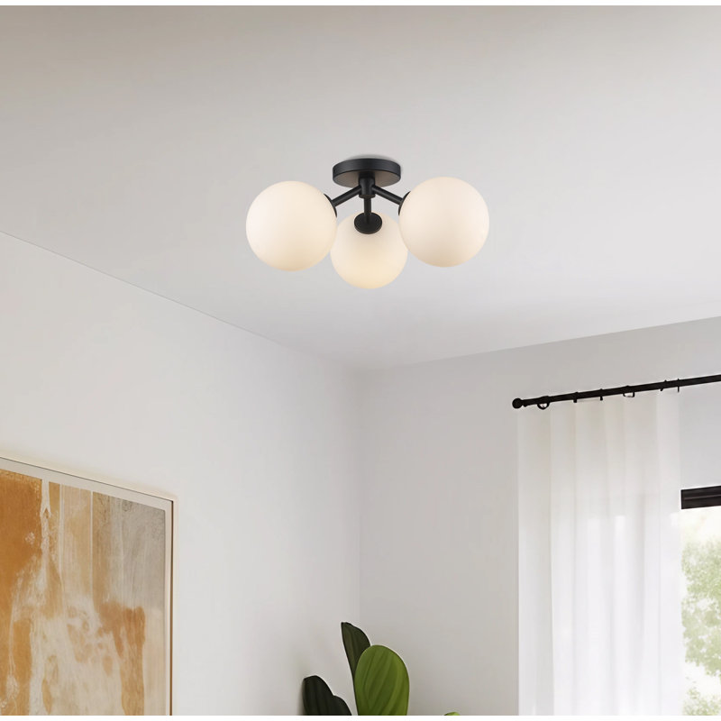 Brumback Glass Semi Flush Mount, Black