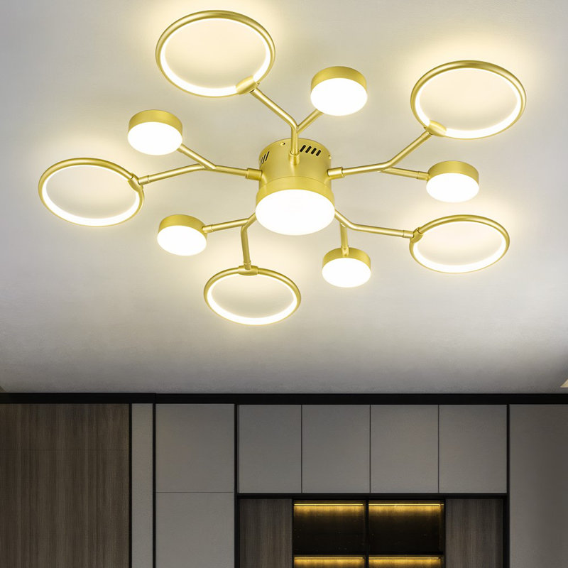 Lynetta Modern Chandeliers Light Fixture, Modern Industrial Farmhouse Led 4000k Lighting, Rustic Sputnik Chandelier Ceiling Lamp For Kitchen Bedroom Living Room Hallway