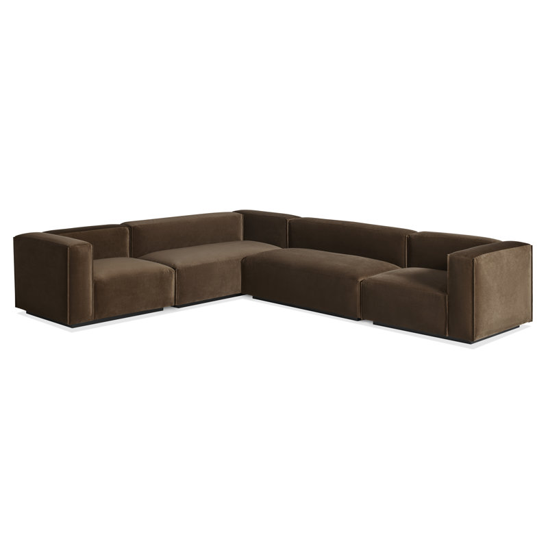 Cleon Modular Sectional, Left Hand Facing, Coffee Velvet Polyester Blend