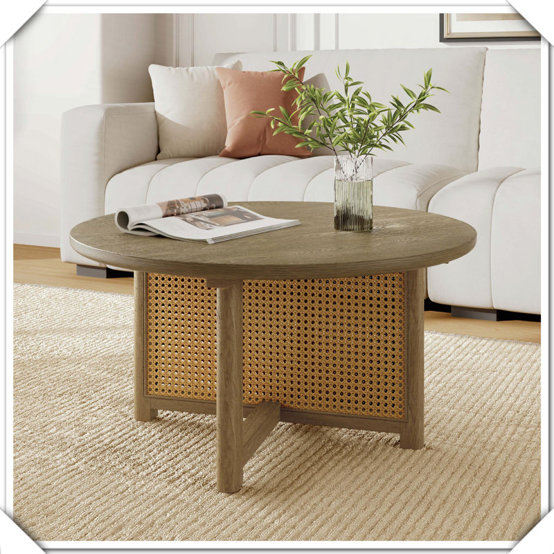 Round Rattan Woven Coffee Table Functional Stylish Versatile Practical Elegant Compact