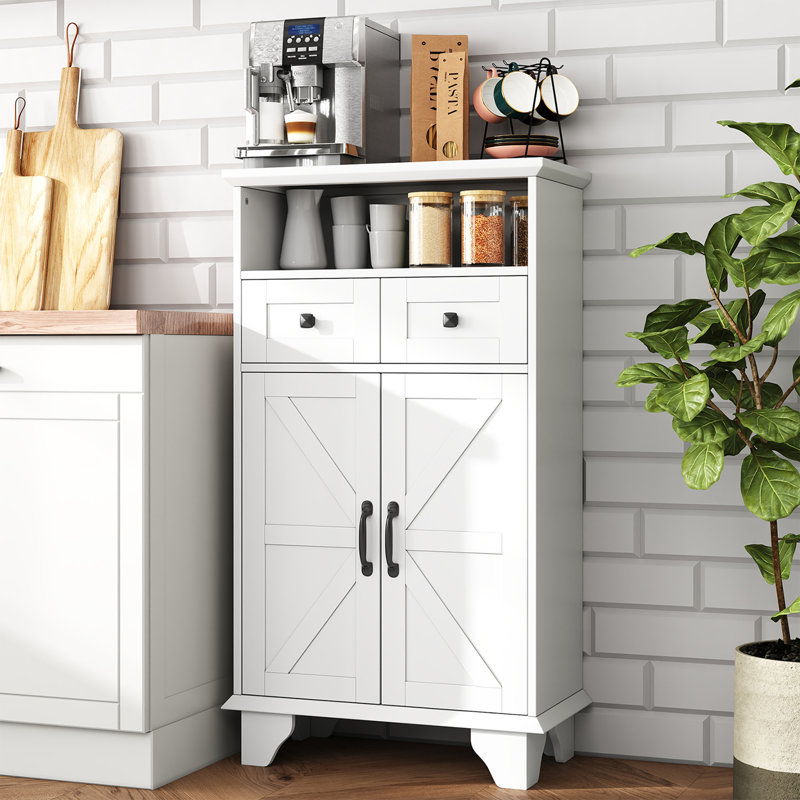 41.3'' Kitchen Pantry Cabinet With 2 Drawers,Multistorage Pantry Cabinet With 2 Door & Adjustable Shelves, White