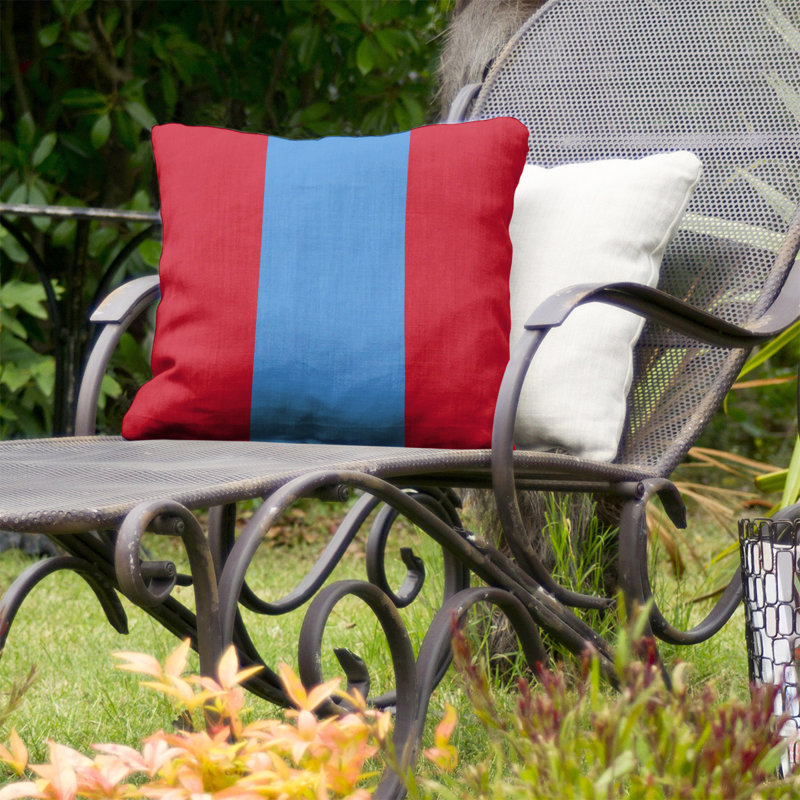 Coussin décoratif d'intérieur/d'extérieur, 16 po x 16 po, Rouge / bleu