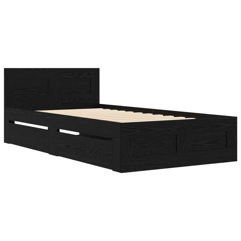 Bed Frame, Black Oak