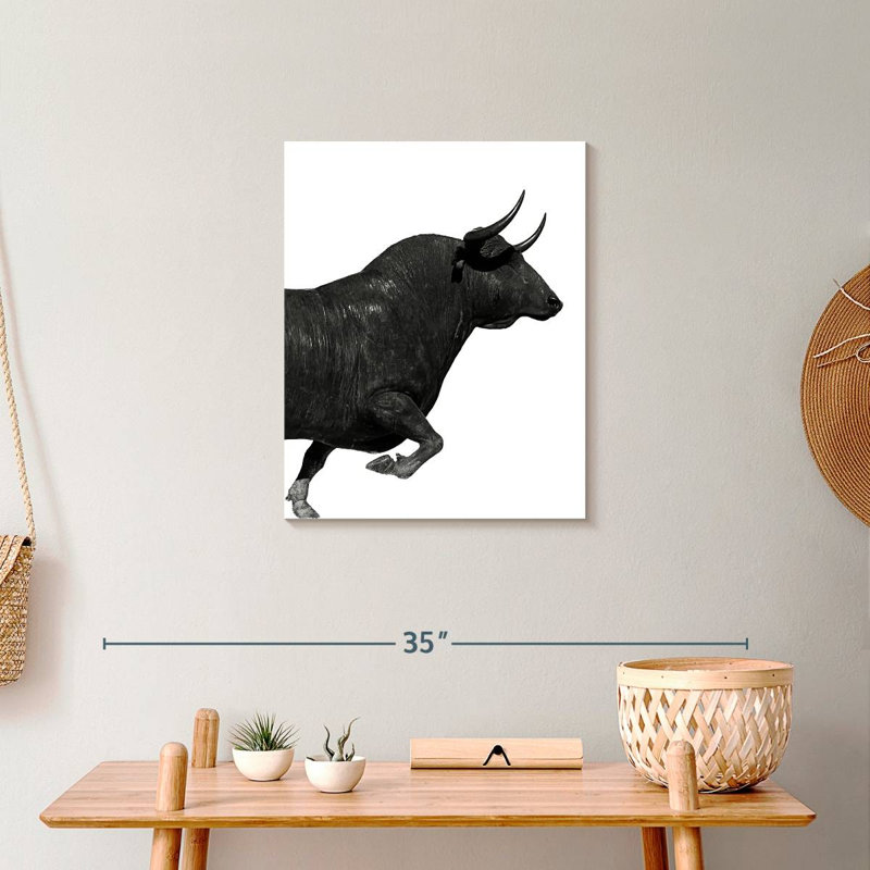 «Charging Black Bull» sur toile, H 20 po x l 16 po x P 1,25 po