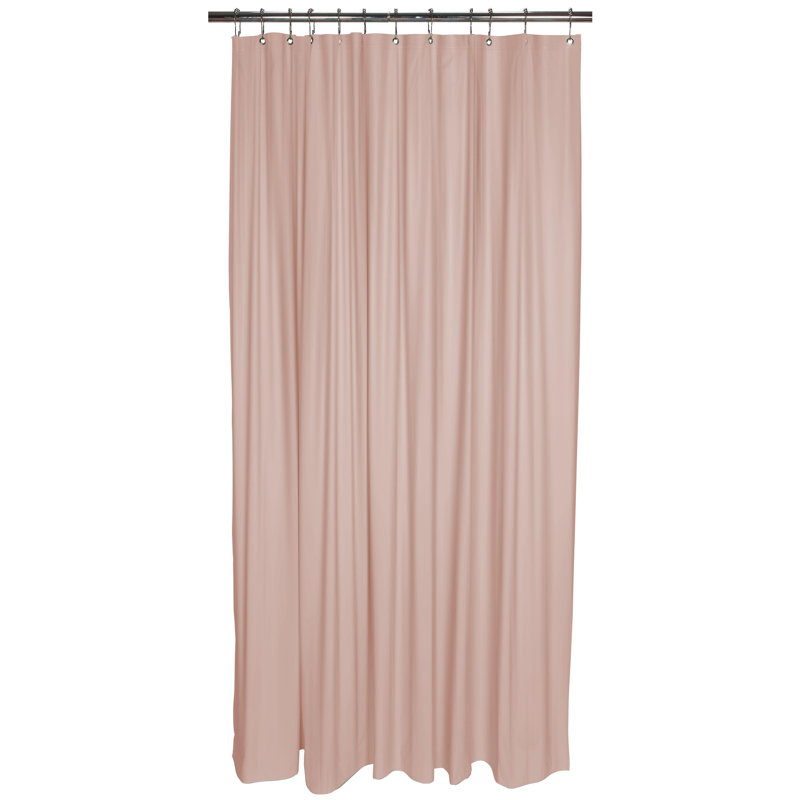 Pink PVC Hookless Shower Curtain with Liner Set