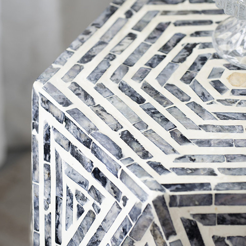 Tabourets de jardin hexagonaux, table d'appoint unique Capiz