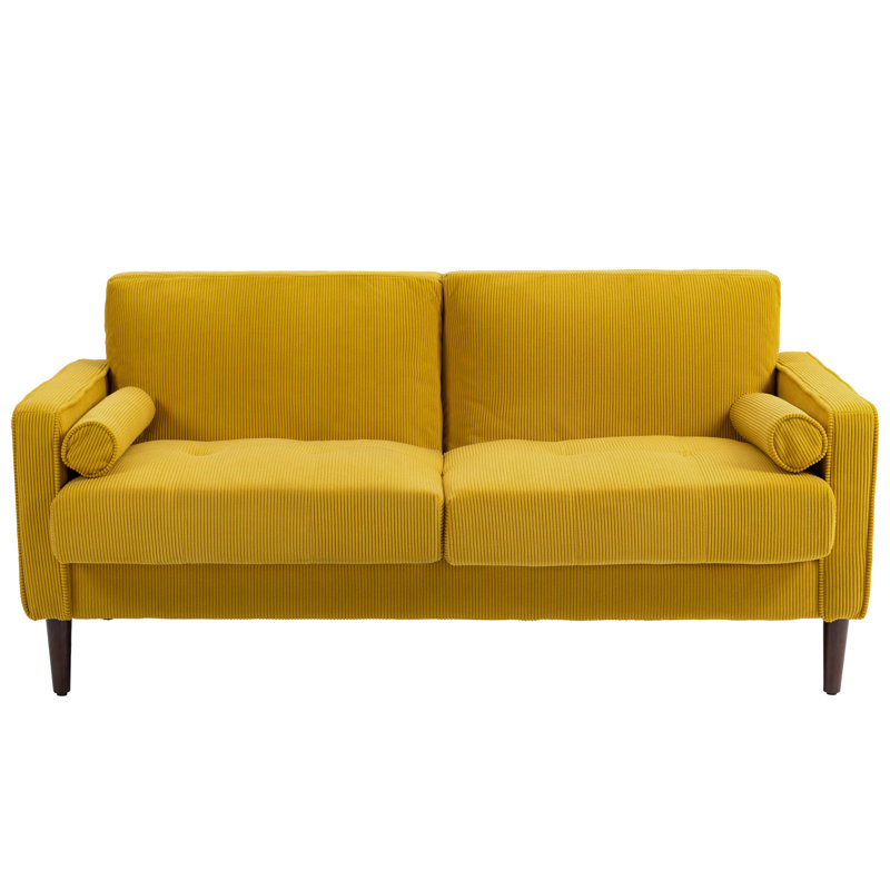 Carmelinda 62.6'' Corduroy Loveseat, Yellow Corduroy